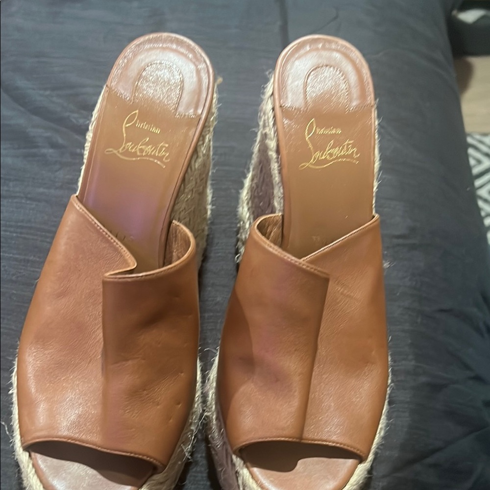 Christian Louboutin Brown Wedge Espadrilles - Picture 2 of 4